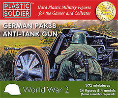 Plastic-Soldier WWII German Pak38 Anti-Tank Gun (4) & Crew (24) Plastic Model Weapon 1/72 Scale #7217