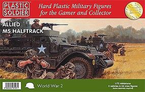Plastic-Soldier WWII Allied M5 Halftrack (3) & Crew (24) Plastic Model Halftrack Kit 1/72 Scale #7221