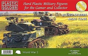 Plastic-Soldier WWII Allied Stuart M5A1 Tank (3) Plastic Model Tank Kit 1/72 Scale #7222