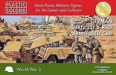 Plastic-Soldier WWII German SdKfz 231 Armoured Car (3) Plastic Model Military Vehicle Kit 1/72 Scale #7239