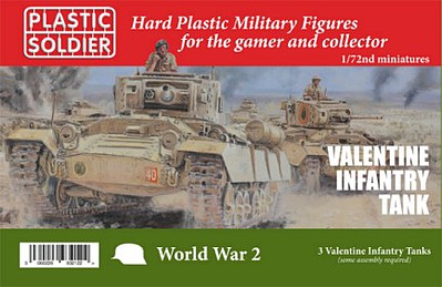 Plastic-Soldier WWII Valentine Infantry Tank (3) & Crew (2) Plastic Model Military Vehicle Kit 1/72 #7243