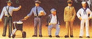 Preiser People Working Different Professions (5) HO Scale Model Railroad Figures #10014