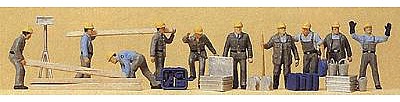 Preiser People Working Construction Workers (10) Model Railroad Figures HO Scale #10220