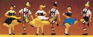 Preiser Recreation & Sports Bavarian Folk Dancers (6) Model Railroad Figures HO Scale #10240