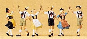 Preiser Folk Dancers Ring Around Dance Group (3) Model Railroad Figures HO Scale #10241
