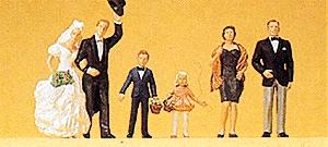 Preiser Wedding Participants Bride, Groom & Guests (6) Model Railroad Figures HO Scale #10339