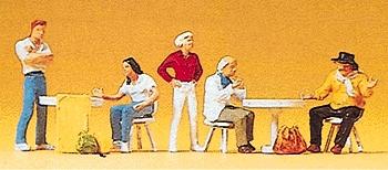 Preiser Recreation & Sports Students/Artists In Cafe (5) Model Railroad Figures HO Scale #10349