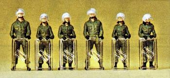 Preiser German Riot Police With Shields Down (6) Model Railroad Figures HO Scale #10395