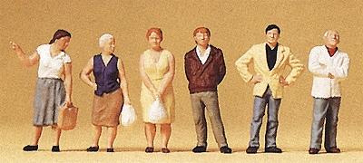 Preiser Passers By Waiting (6) Model Railroad Figures HO Scale #10451