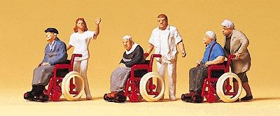 Preiser Pedestrians Elderly Being Pushed in Wheelchairs Model Railroad Figure HO Scale #10479