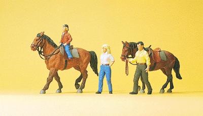 Preiser Sports & Recreation Riders w/Horses #1 Model Railroad Figures HO Scale #10500