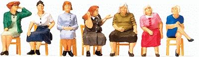 Preiser Pedestrians - Waiting Women Sitting on Chairs (7) Model Railroad Figures HO Scale #10580