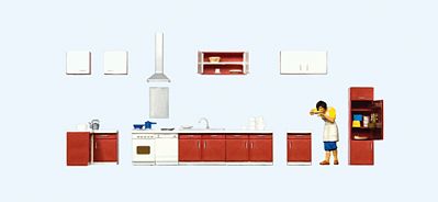 Preiser Mother Cooking - Woman & Kitchen Furniture Model Railroad Figures HO Scale #10646