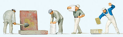 Preiser Plasterers/Cement Workers with Accessories Model Railroad Figures HO Scale #10654