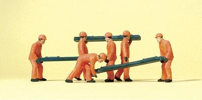 Preiser Railroad Personnel - Track Workers with Ties Model Railroad Figures HO Scale #14036