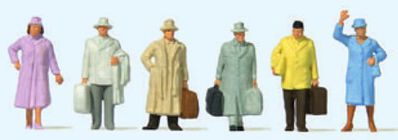 Preiser Travelers Wearing Coats Standing (6) HO Scale Model Railroad Figure #14117
