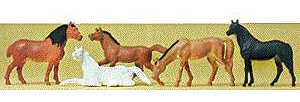 Preiser Animals Horses (5) Model Railroad Figures HO Scale #14150
