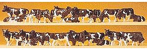 Preiser Dairy Cows - Black & White Holsteins (30) Model Railroad Figures HO Scale #14408