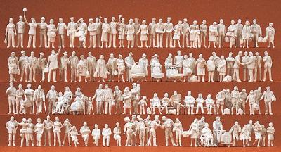 Preiser Assorted Unpainted Figures - At The Train Station Model Railroad Figures HO Scale #16352