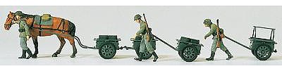 Preiser German Army WWII Horse & Hand-Drawn Infantry Model Railroad Figures HO Scale #16547