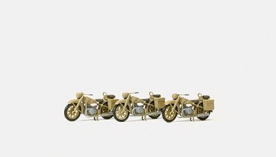 Preiser German Army WWII BMW R12 Motorcycles (3) Unpainted Plastic Model Vehicle Kit #16572