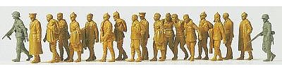 Preiser German WWII Unpainted 2 Guards Escorting 17 Russians Model Railroad Figures HO Scale #16577