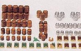 Preiser Beer Barrels & Crates with Bottles Model Railroad Building Accessory HO Scale #17105
