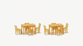 Preiser Table & Chairs Natural Wood Model Railroad Building Accessory HO Scale #17218