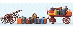 Preiser Carts with Assorted Luggage Model Railroad Building Accessory HO Scale #17705
