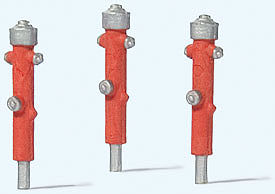 Preiser Hydrants Red (3) HO Scale Model Railroad Building Accessory #17714