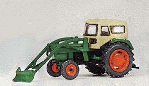 Preiser Deutz Tractor D6206 with Enclosed Cab, Snow Plow HO Scale Model Railroad Vehicle Kit #17924