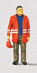 Preiser Modern Switchman with Safety Jacket and Hat Off Model Railroad Figure HO Scale #28010