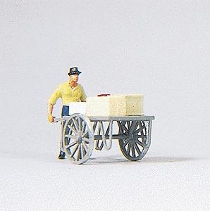 Preiser Man with Cart Model Railroad Figure HO Scale #28036