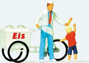 Preiser Ice Cream Man & Child Model Railroad Figure HO Scale #28126