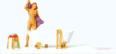Preiser Nude Woman & Bathtub Model Railroad Figure HO Scale #28159