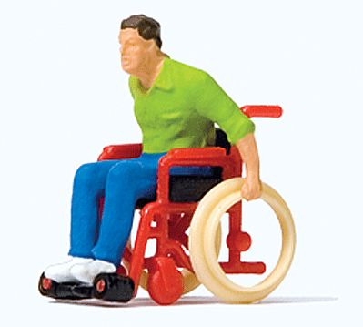Preiser Man in Wheelchair Model Railroad Figure HO Scale #28164