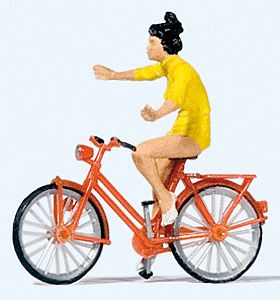 Preiser Look No Hands with Bicycle Model Railroad Figure HO Scale #28181