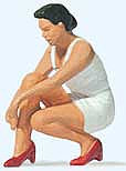 Preiser Woman Putting on Her Shoes HO Scale Model Railroad Figure #28228