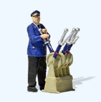 Preiser HO Railway Signal Box Worker w/Signal Lever