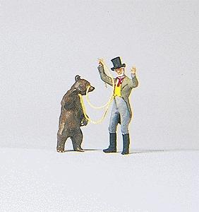 Preiser Bear Trainer with Bear Model Railroad Figure HO Scale #29041