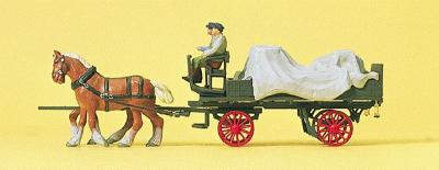 Preiser Horse-Drawn Wagon with Tarp & 2 Figures HO Scale Model Railroad Vehicle #30446