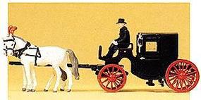 Preiser Horse-Drawn Closed Taxi with Three Figures HO Scale Model Railroad Vehicle #30452