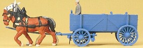Preiser Horse-Drawn Ore Wagon with Driver & Horses