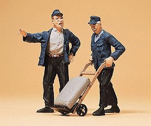 Preiser Delivery Men with Dolly Model Railroad Figures G Scale #45098