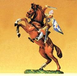 Preiser Norman Soldier On Rearing Horse with Sword Model Railroad Figure 1/25 Scale #51047