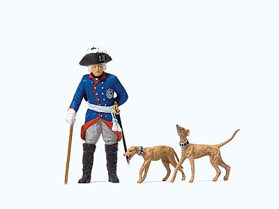 Preiser Elastolin Friederich II of Prussia with 2 Whippets Model Railroad Figure 1/25 Scale #54190