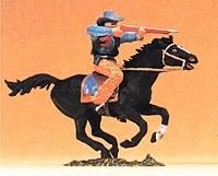 Preiser Mounted Cowboy Firing Rifle from Horse Model Railroad Figure 1/25 Scale #54821
