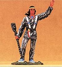 Preiser Winnetou with Decorated Rifle and Waving Model Railroad Figure 1/25 Scale #54953