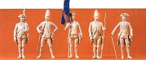 Preiser Prussian Officers, Flag Bearer, and Soldier Model Railroad Figures 1/24 Scale #57808