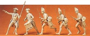Preiser Prussian Advancing Infantry with Officer & Drummer Model Railroad Figures 1/24 Scale #57810